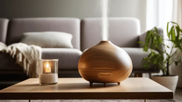 difusor de aromas em cima de uma mesa de centro